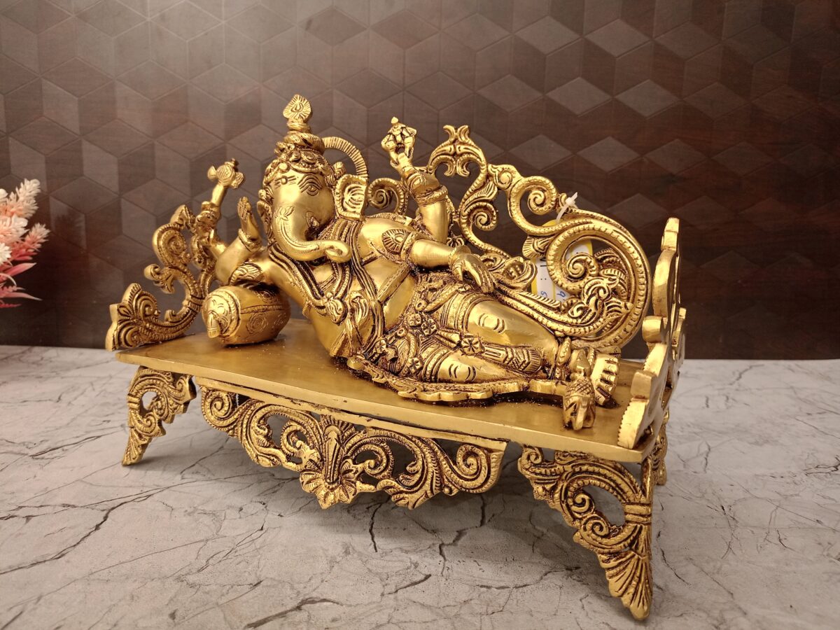 brass sleeping ganesha idol pooja gift vgocart coimbatore india3 scaled