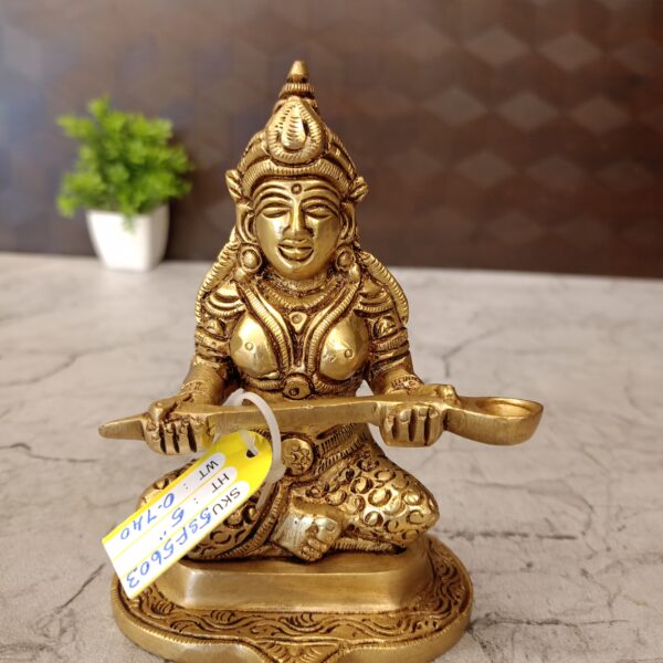 Brass Annapoorani Sitting On Round Designer Base 5"