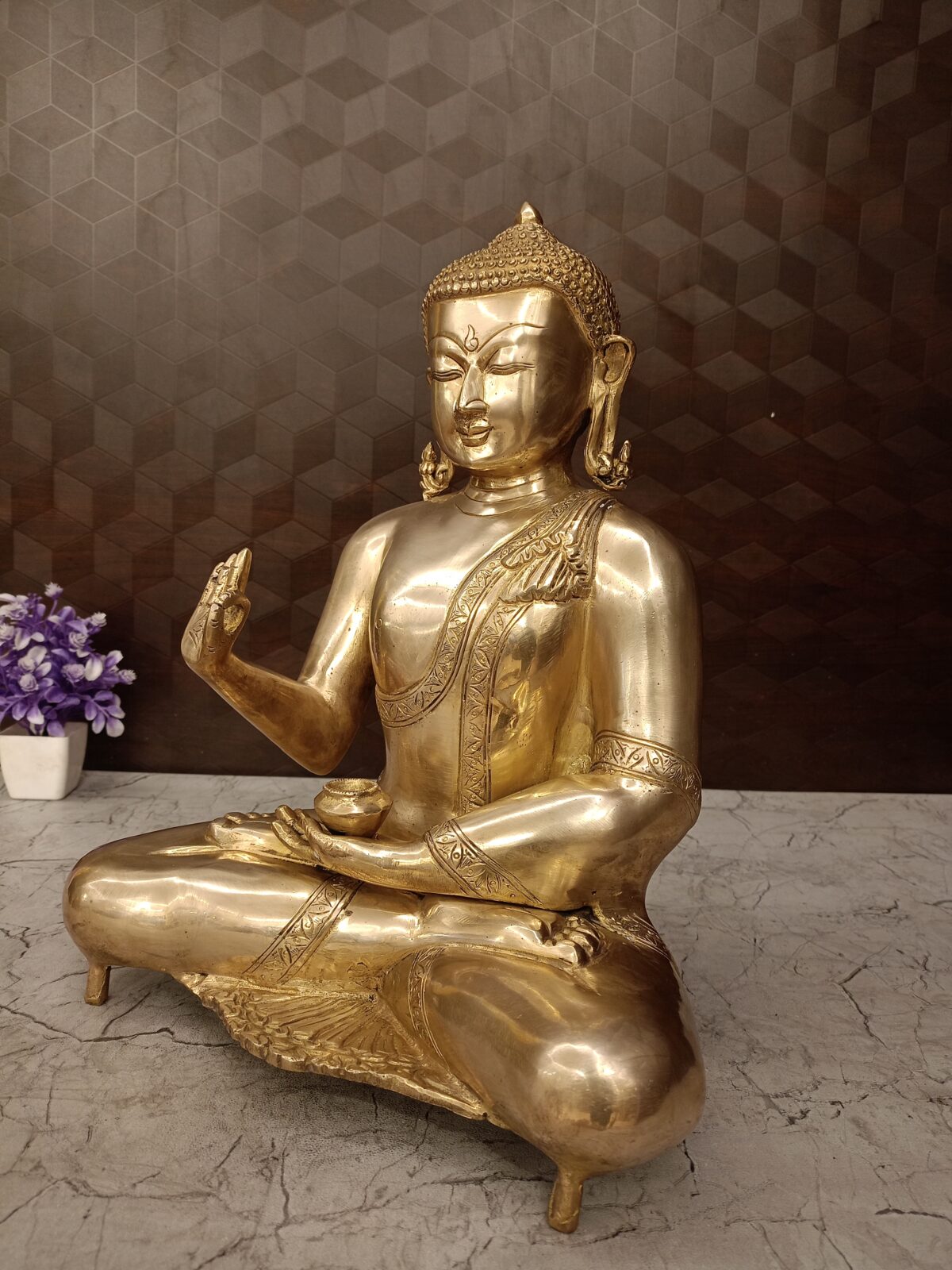 Buy Brass Buddha Statue For Home Decor 15" - Image 4