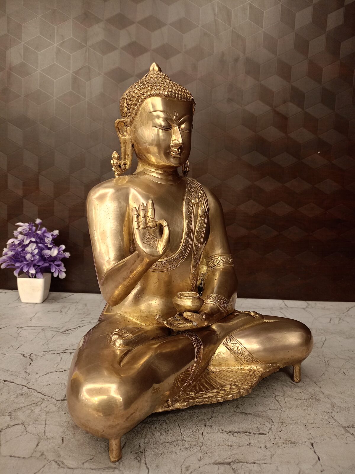 Buy Brass Buddha Statue For Home Decor 15" - Image 3