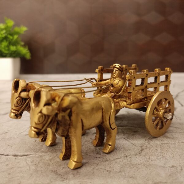 Brass Open Type Bullockcart Statue For Gift And Home Decor 2"