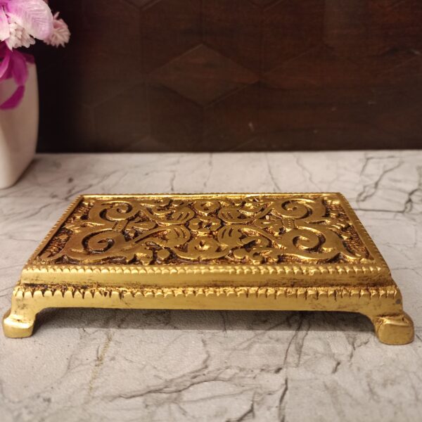 Brass Rectangle Chowki Statue For Pooja 1"