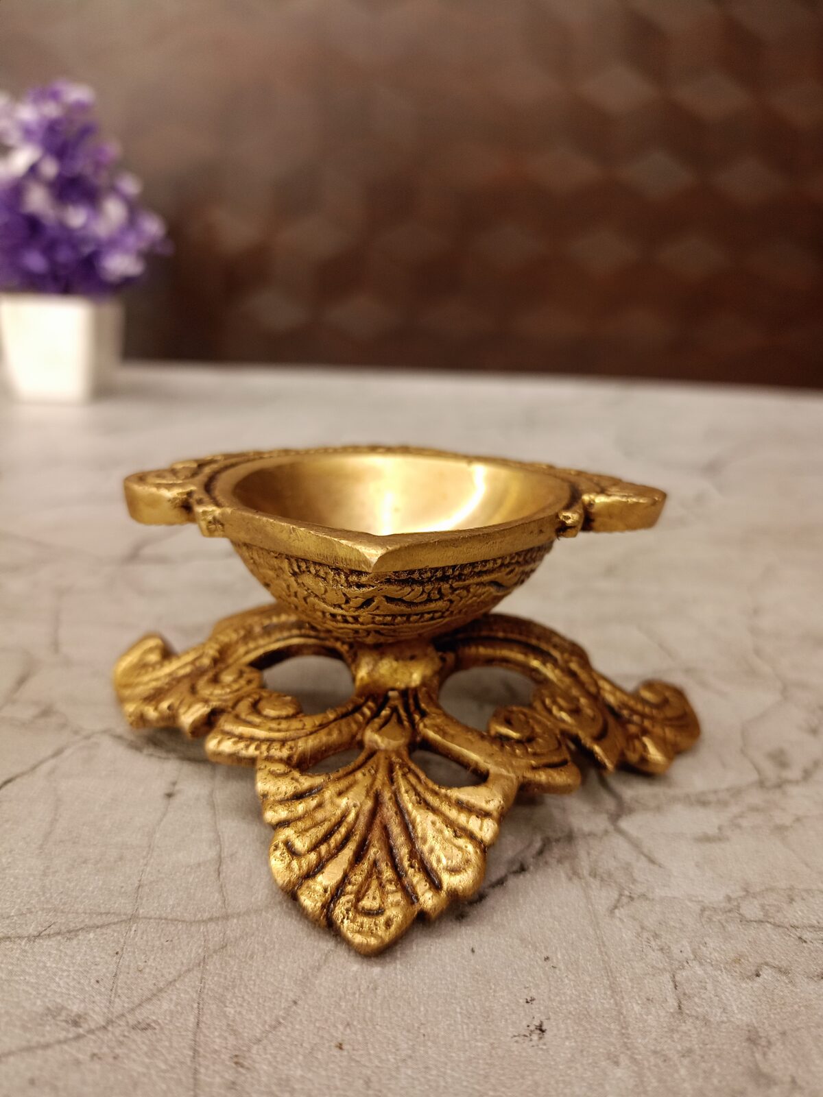 brass designer single face diya pooja gift vgocart coimbatore india scaled