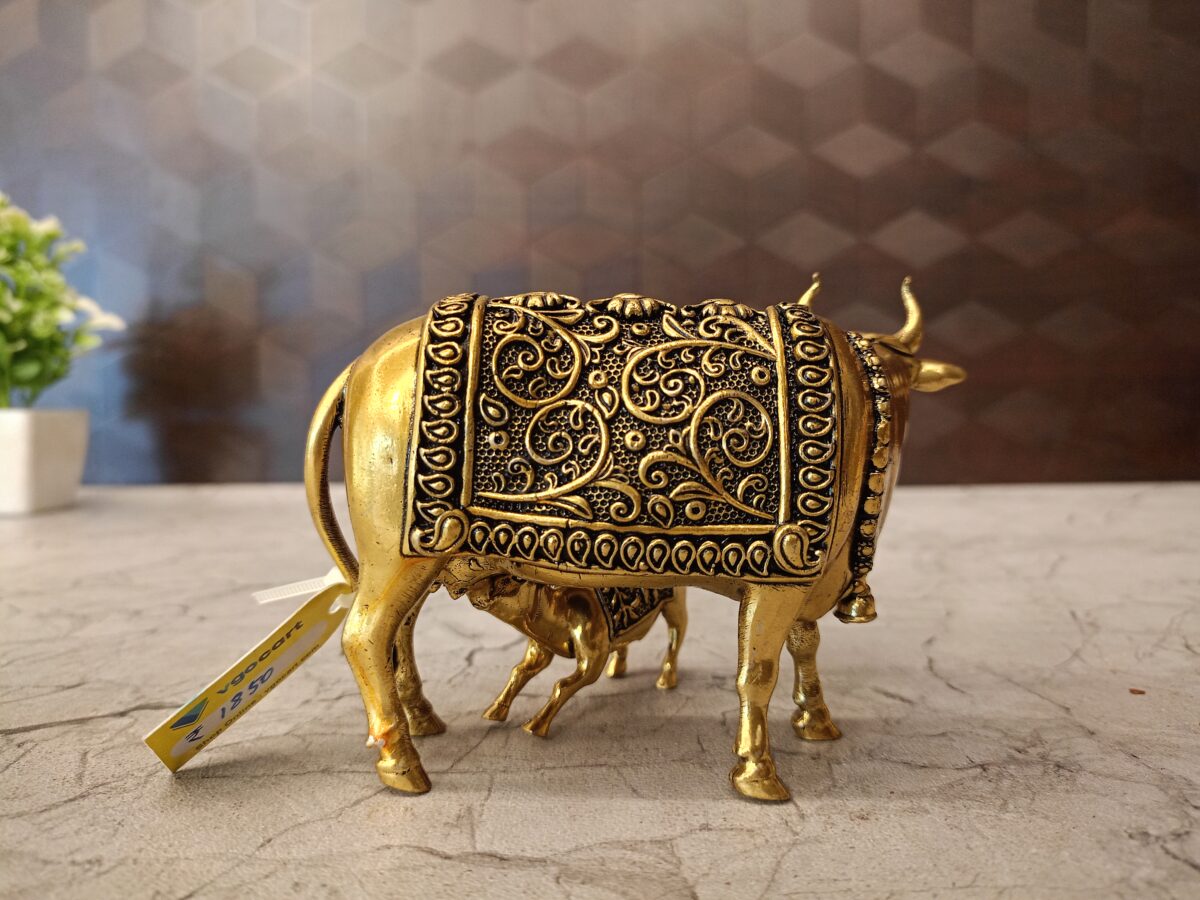 brass fine art cow and calf pooja gift vgocart coimbatore india23 scaled
