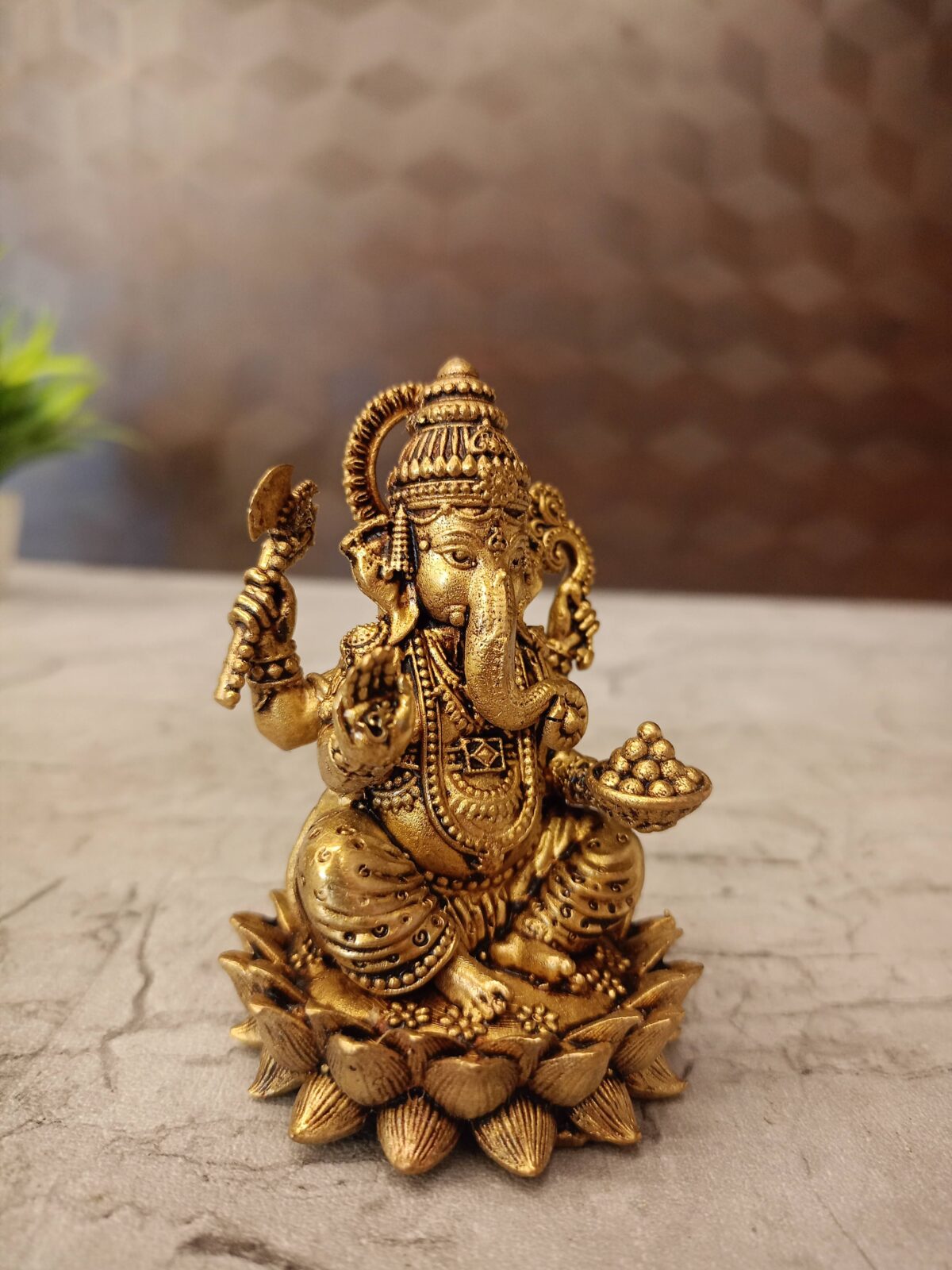 brass ganesha lotus base pooja gift vgocart coimbatore india1 scaled