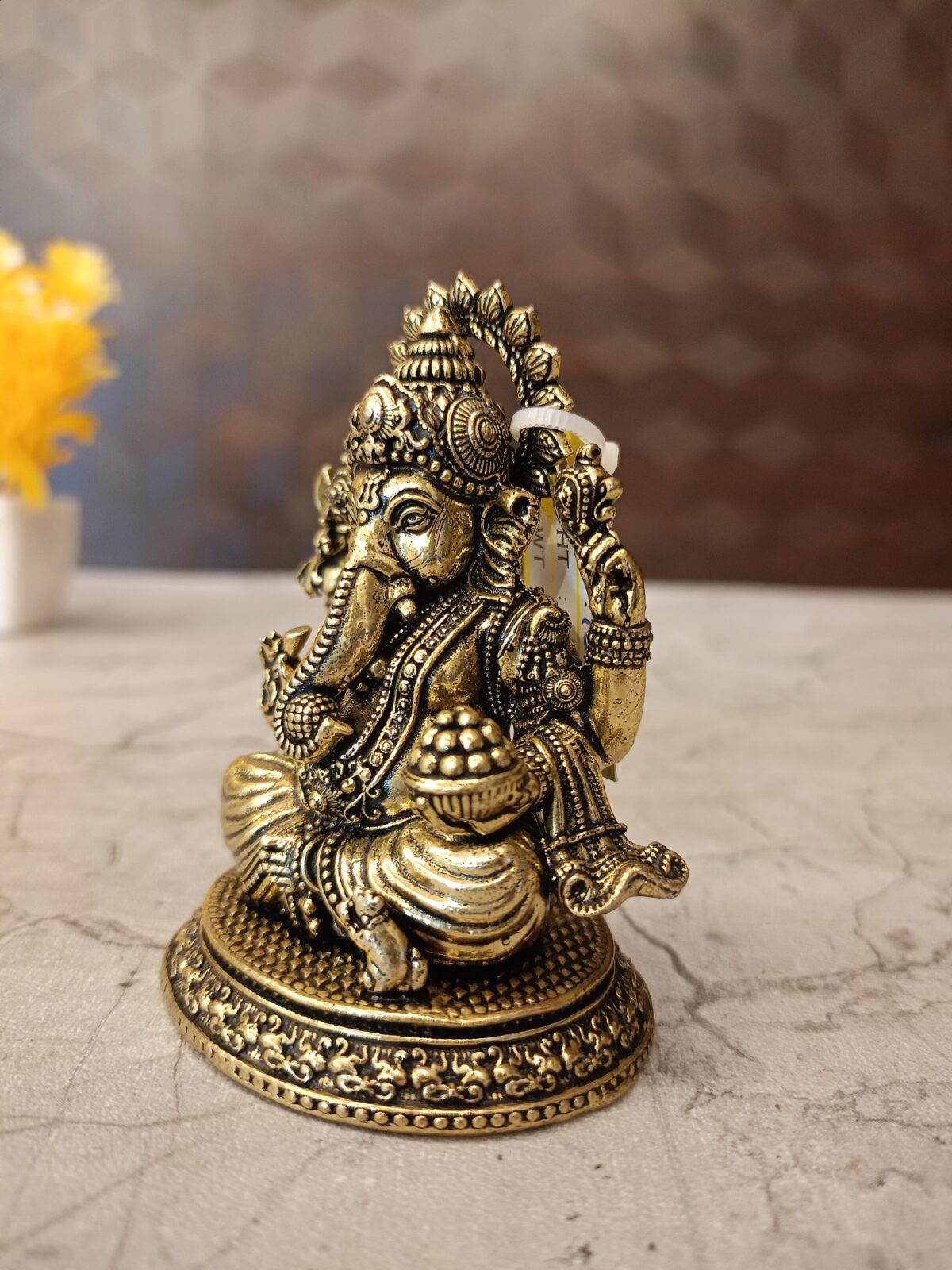 brass ganesha round base pooja gift antique coimbatore india1 scaled