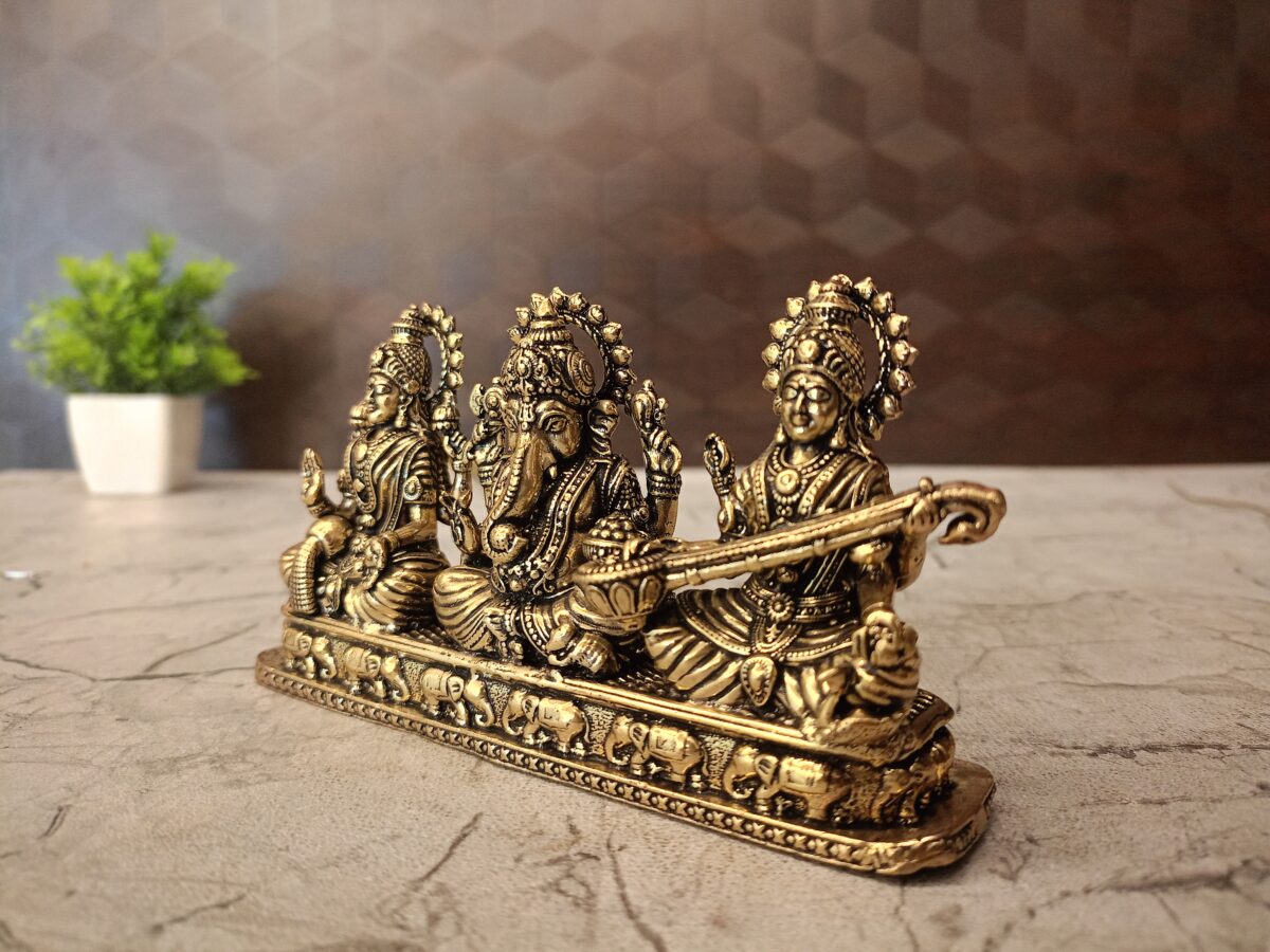 brass lakshmi saraswathi ganesha idol pooja gift vgocart coimbatore india2 scaled