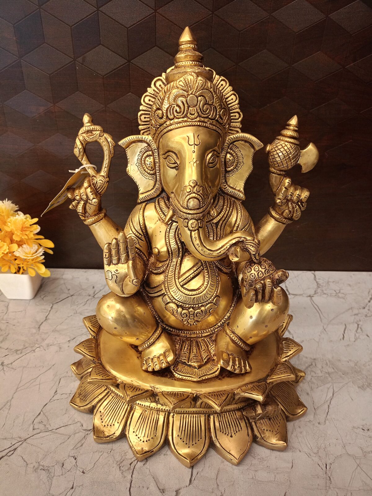 brass lotus ganesha pooja gift antique handicraft idol vgocart coimbatore india 1 scaled