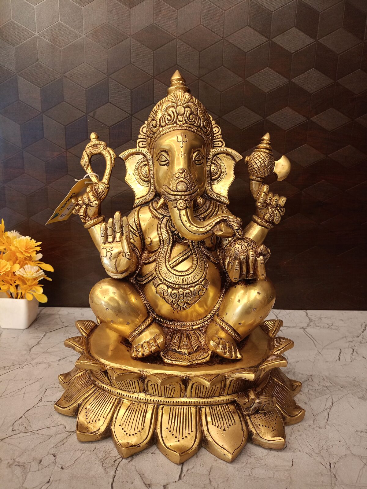 brass lotus ganesha pooja gift antique handicraft idol vgocart coimbatore india scaled