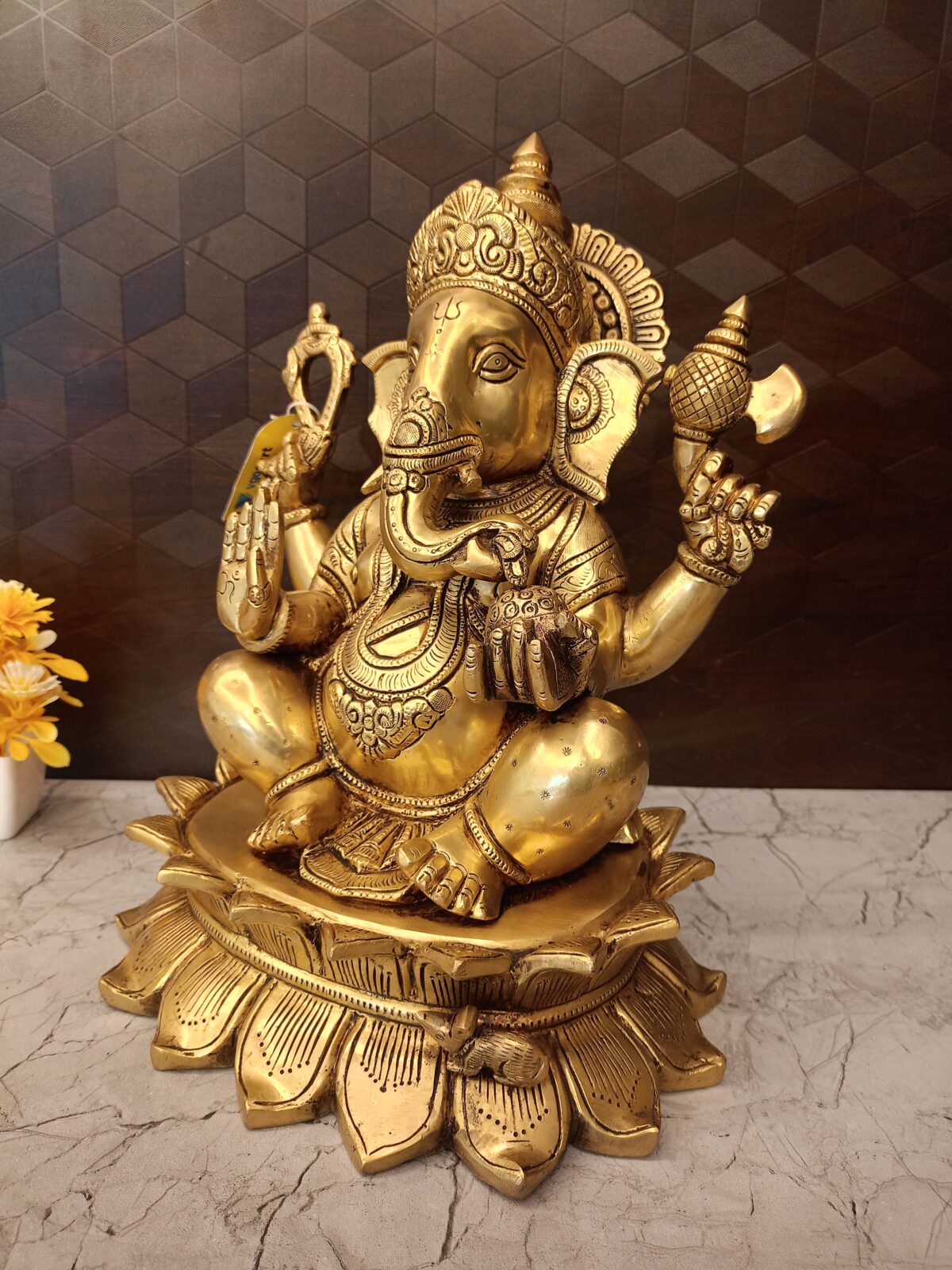 brass lotus ganesha pooja gift antique handicraft idol vgocart coimbatore india2 scaled