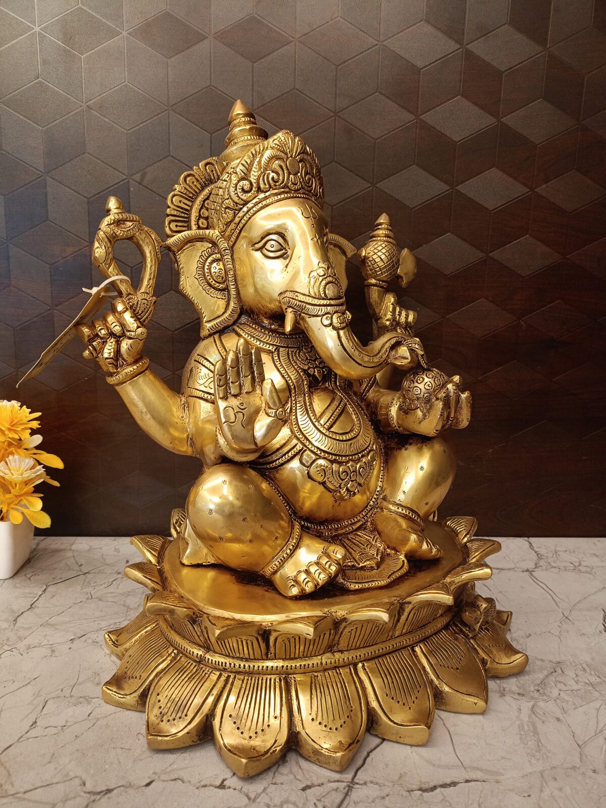 brass lotus ganesha pooja gift antique handicraft idol vgocart coimbatore india3 scaled