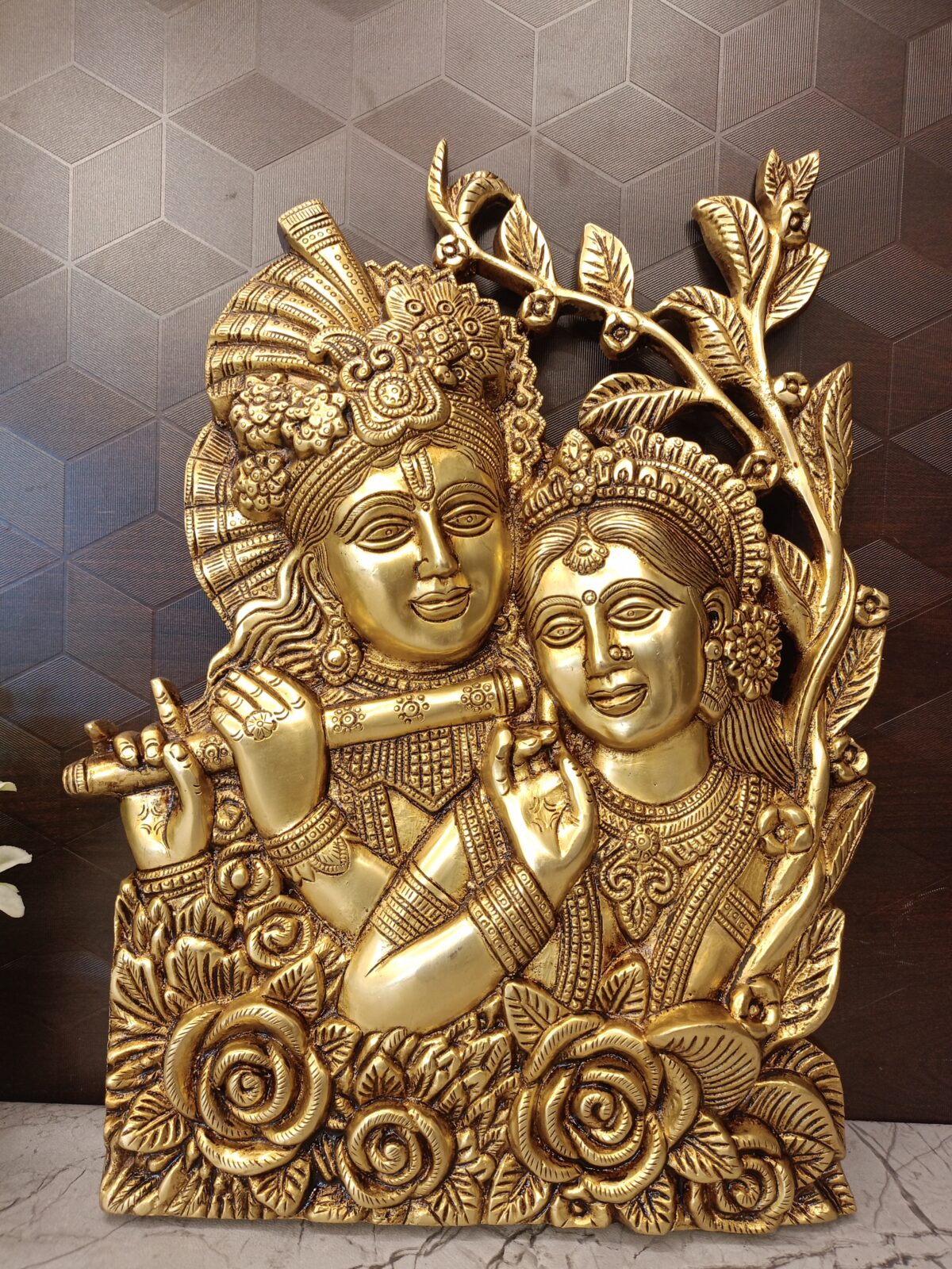 brass radha krishna idol wall mount pooja gift home decor coimbatore india scaled