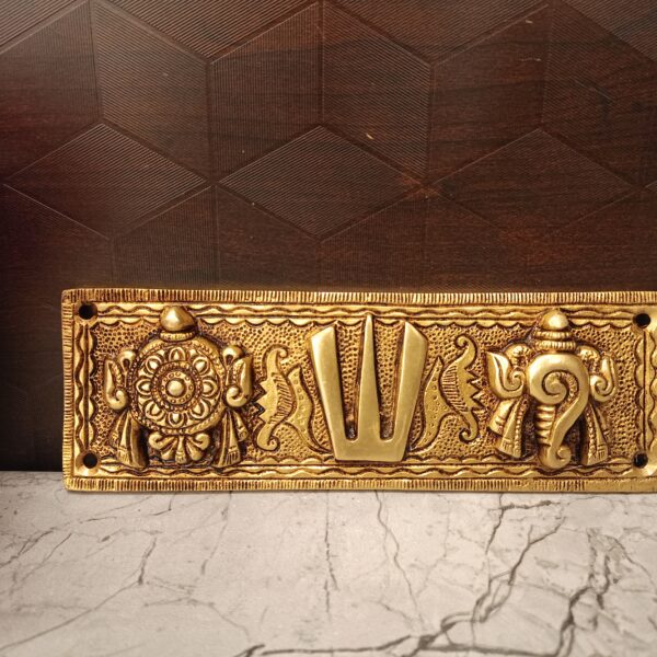 Brass Wall Mount Sangu Chakra Plate / Door Mount And Pooja room 2.5"