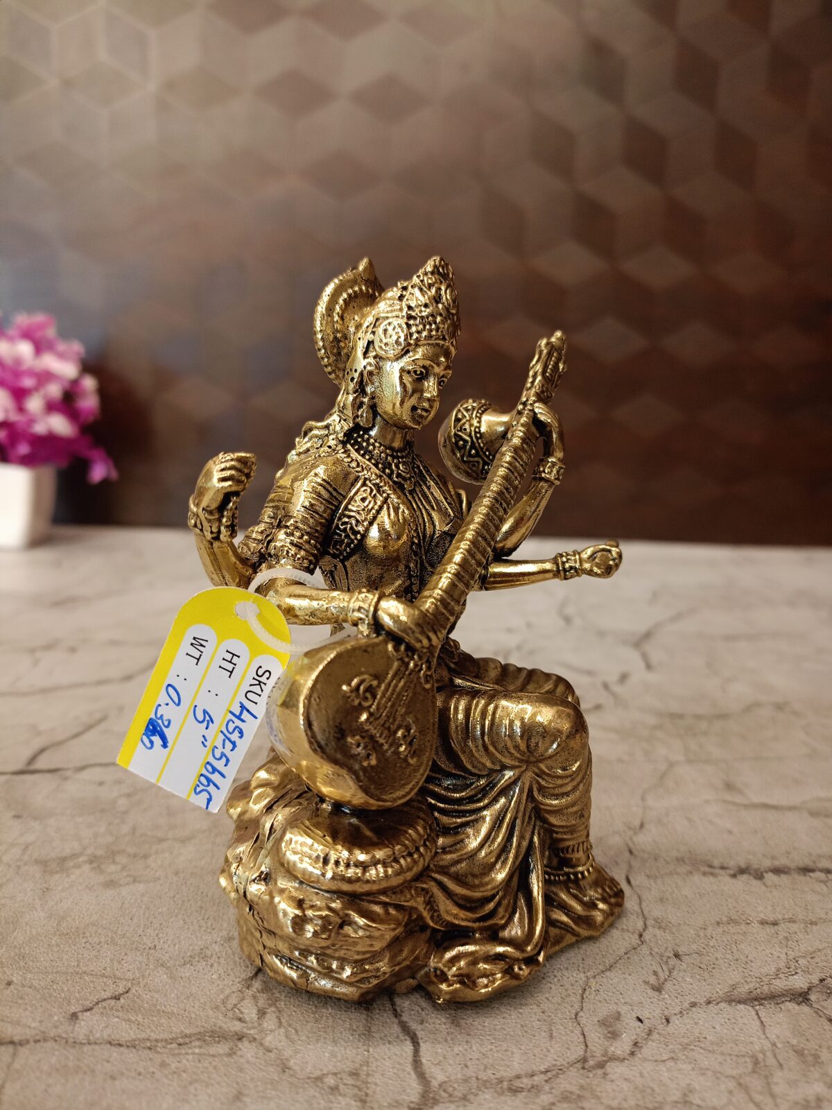 brass saraswathi idol pooja gift antique handicraft idol coimbatore india3 scaled