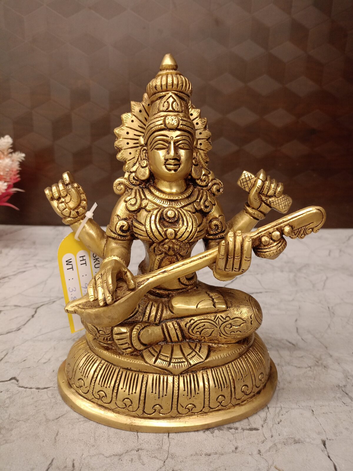 brass saraswathi idol pooja gift antique handicraft idol vgocart coimbatore india1 scaled