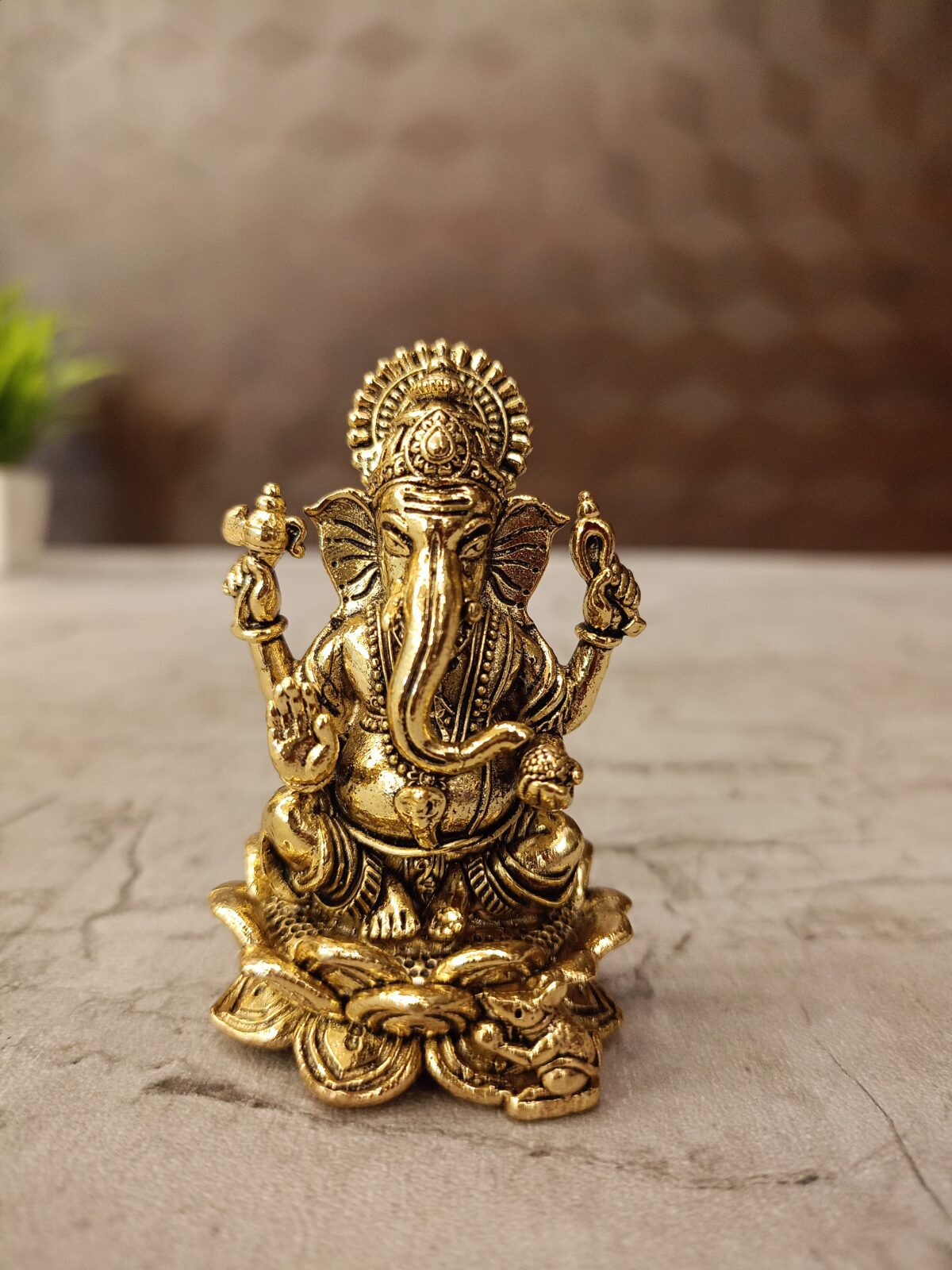 Brass Fine art Ganesha on Lotus