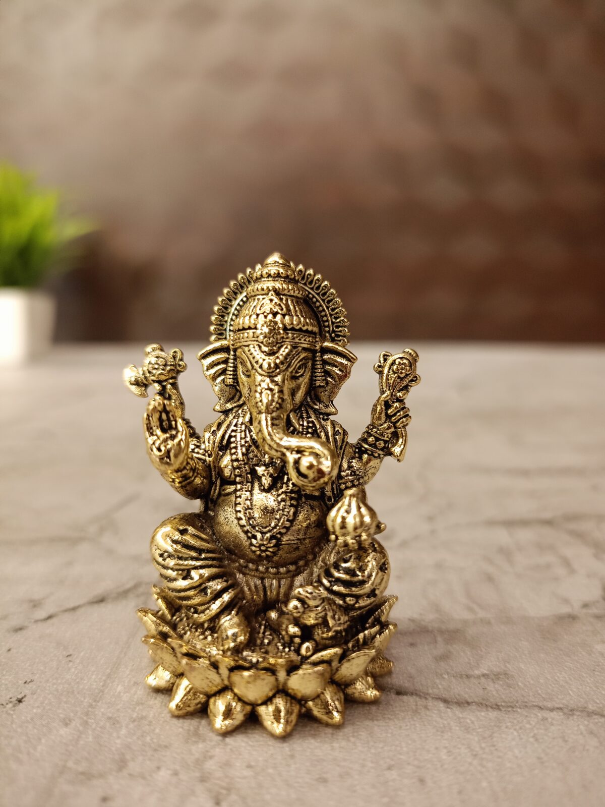 Buy Brass Fine art Ganesha on Lotus Base
