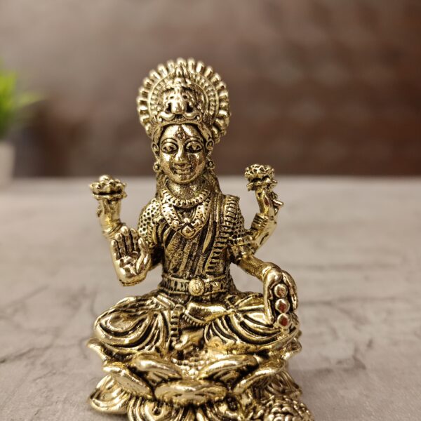 Brass Fine art Lakshmi idol on Lotus