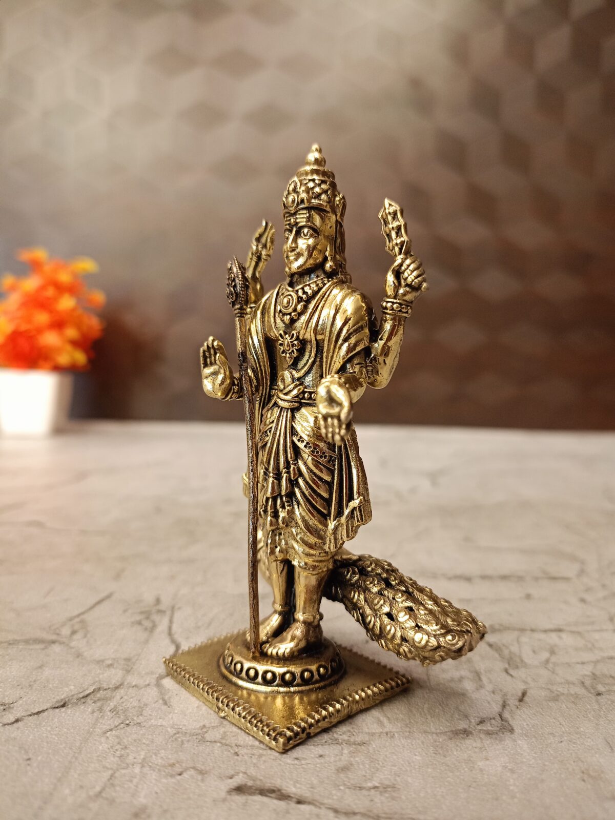 buy brass fine art lord murugan on square base idol antique showroom best price coimbatore 1 scaled