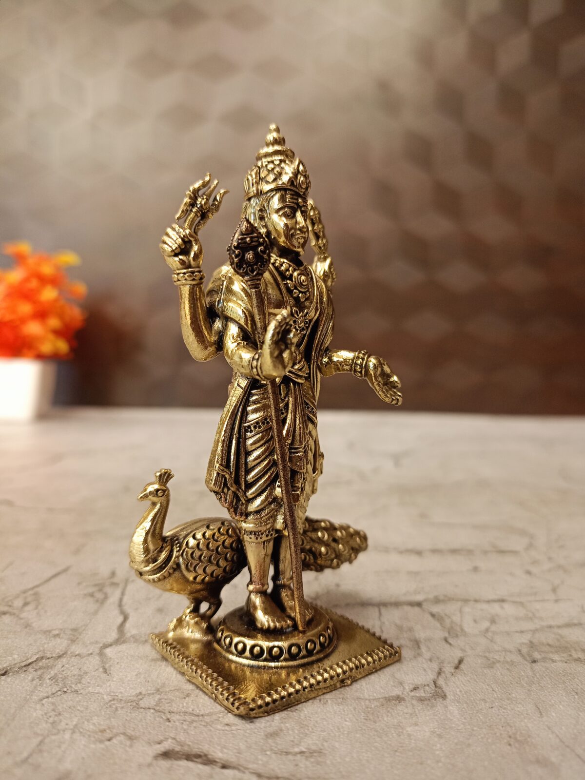 buy brass fine art lord murugan on square base idol antique showroom best price coimbatore 2 scaled