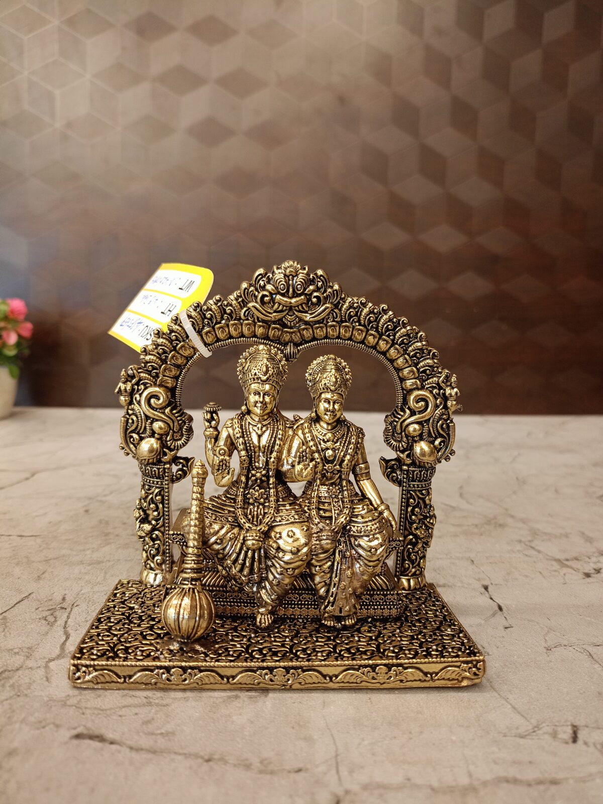 Brass Fine art Vishnu Lakshmi Thiruvachi idol