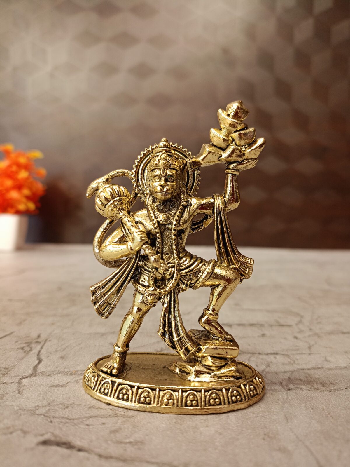 Brass Hanuman Holding Mountain