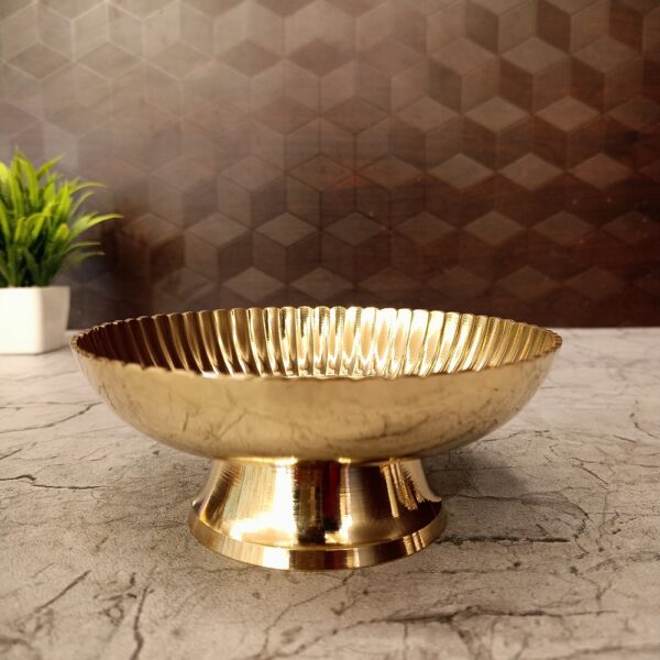Brass Pooja Plate With Stand 2.5"