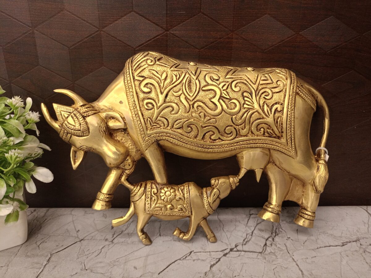 Brass Cow And Calf Wall Mount 8" - Image 2