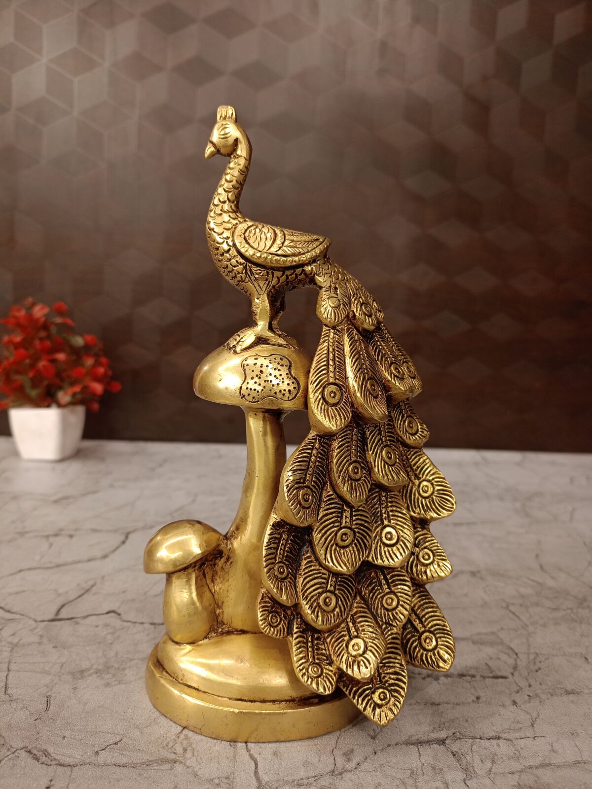 Brass peacock idol