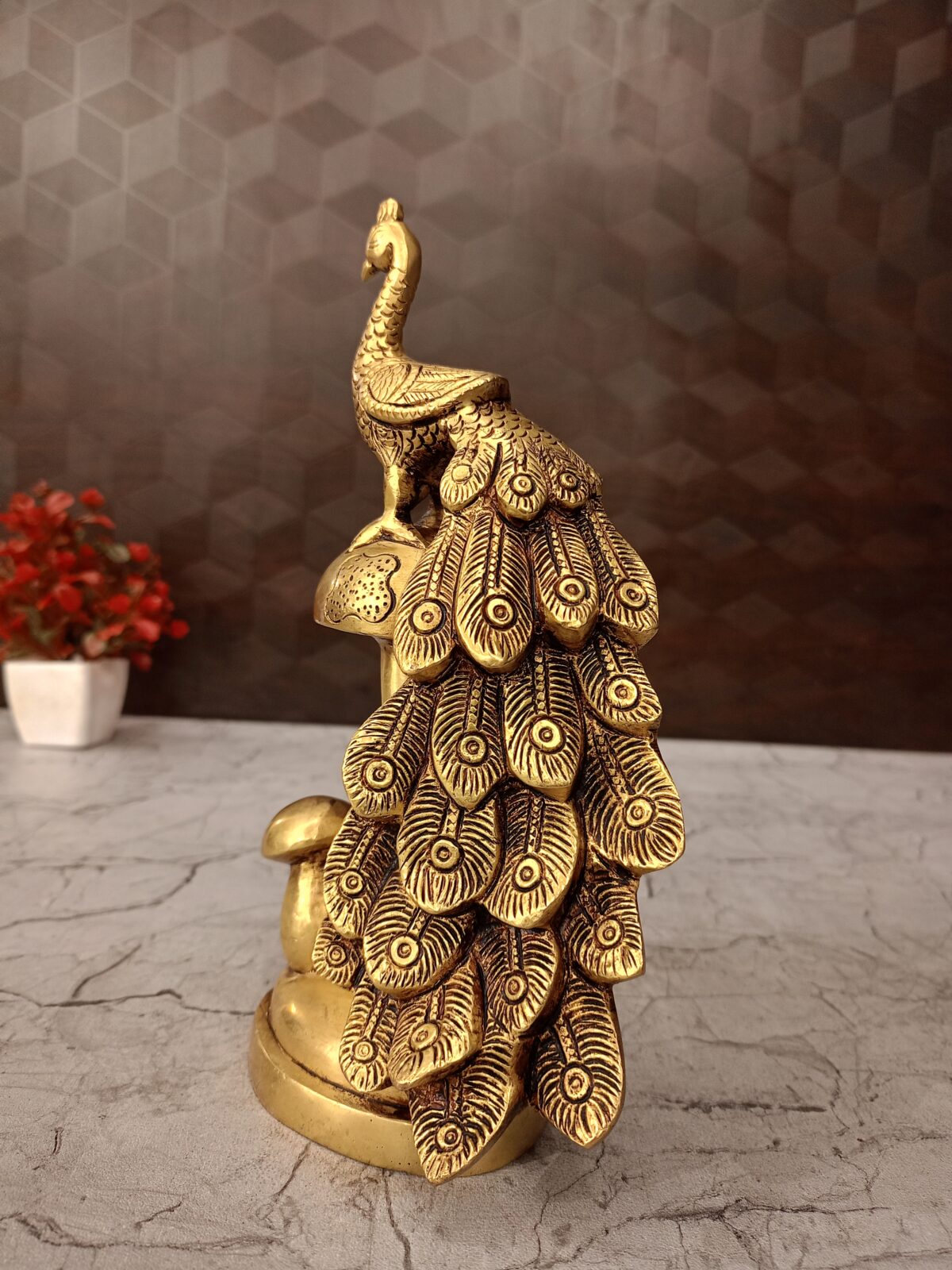 brass peacock with mushroom idol pooja gift home decor vgocart coimbatore india1 scaled