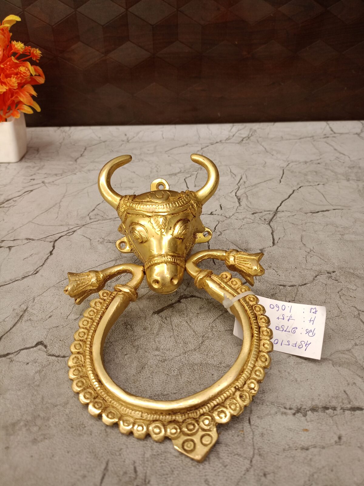 Brass Cow Head Door Knock 7.5'' - Image 1