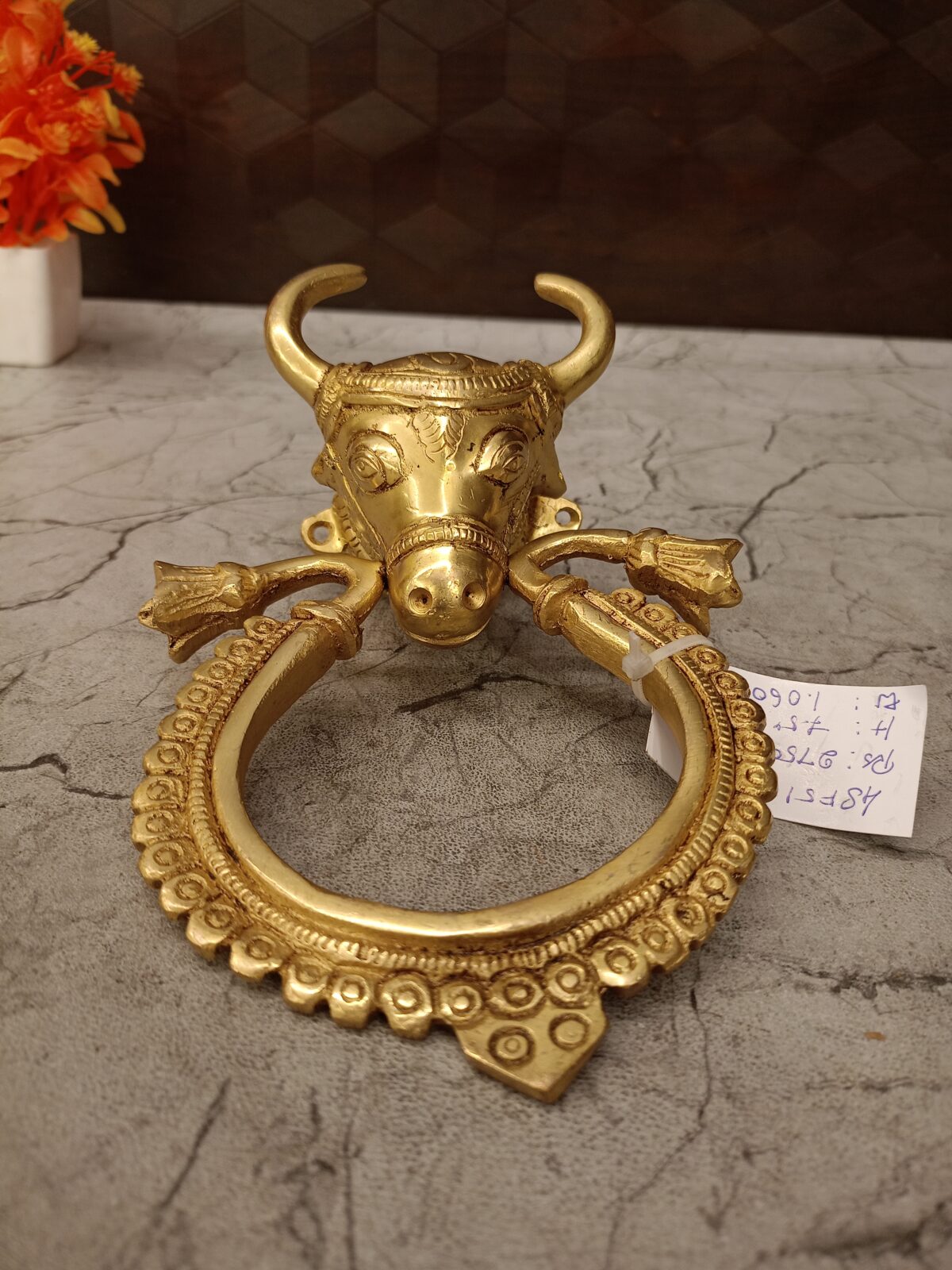 Brass Cow Head Door Knock 7.5'' - Image 2