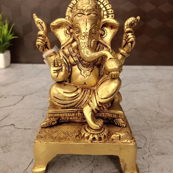 brass-ganesha-idol-with-chowki-stand-idol-antique-pooja-gift-vgocart-coimbatore