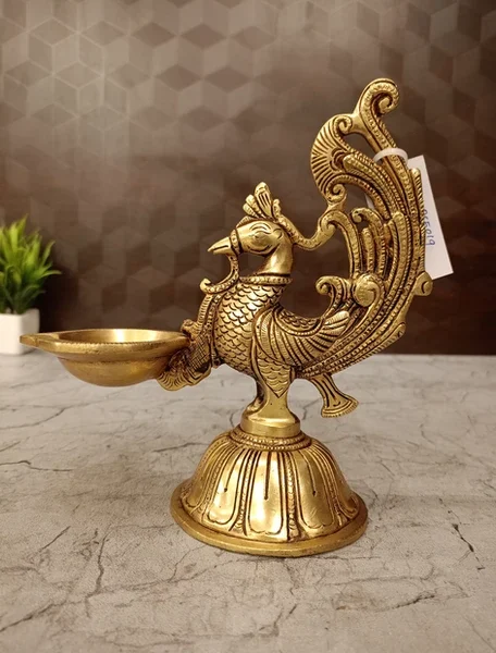 brass-peacock-holding-diya-pooja-gift-vgocart-coimbatore