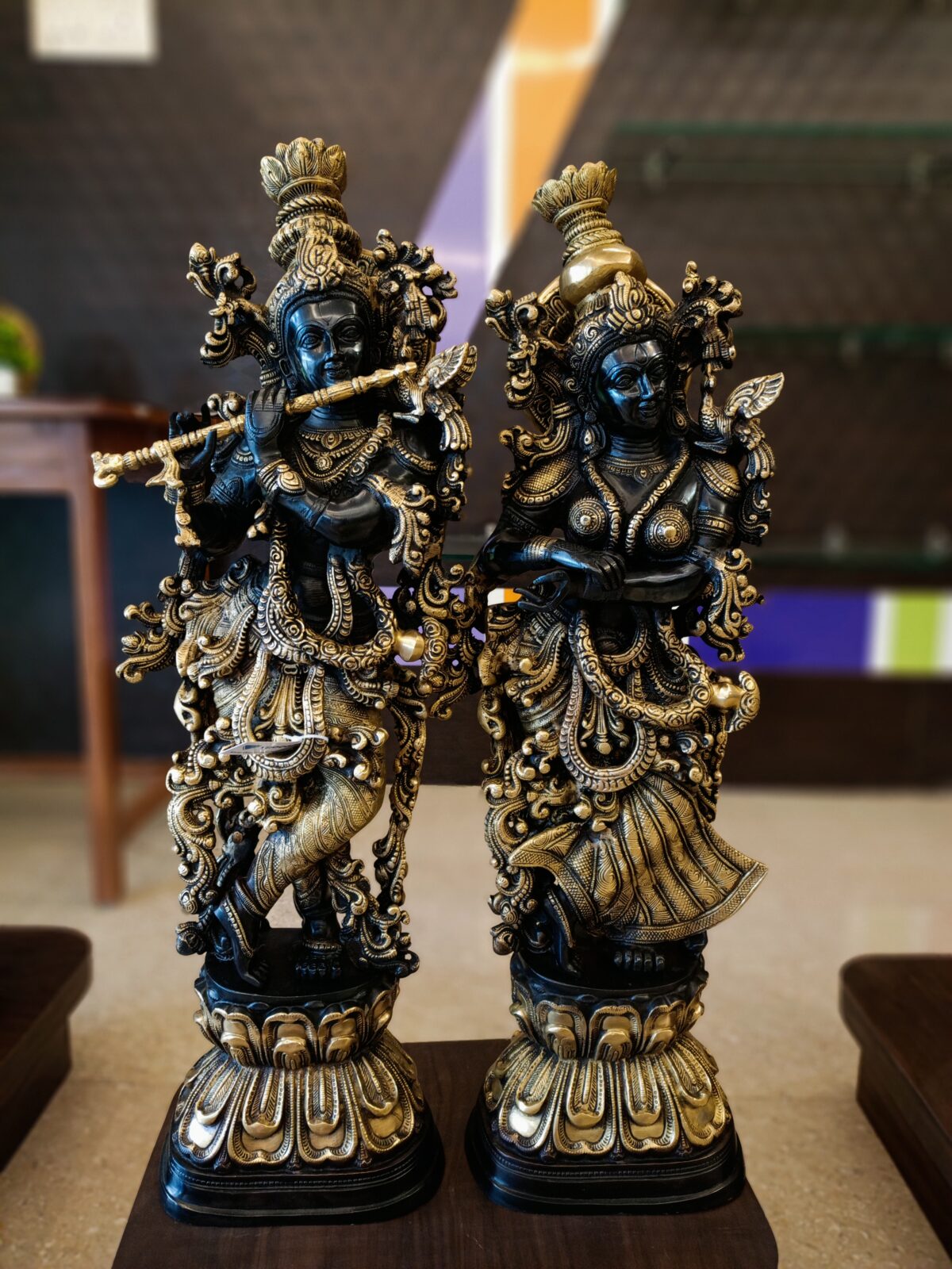 Brass Krishna Radha idol 29