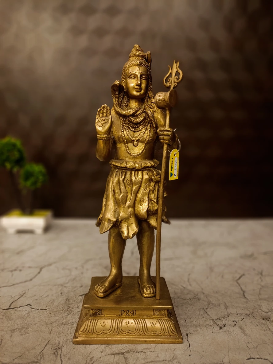 brass-shiva-idol-pooja-gift-vgocart-coimbatore-india Brass Lord Shiva Idol 14" - Image 1