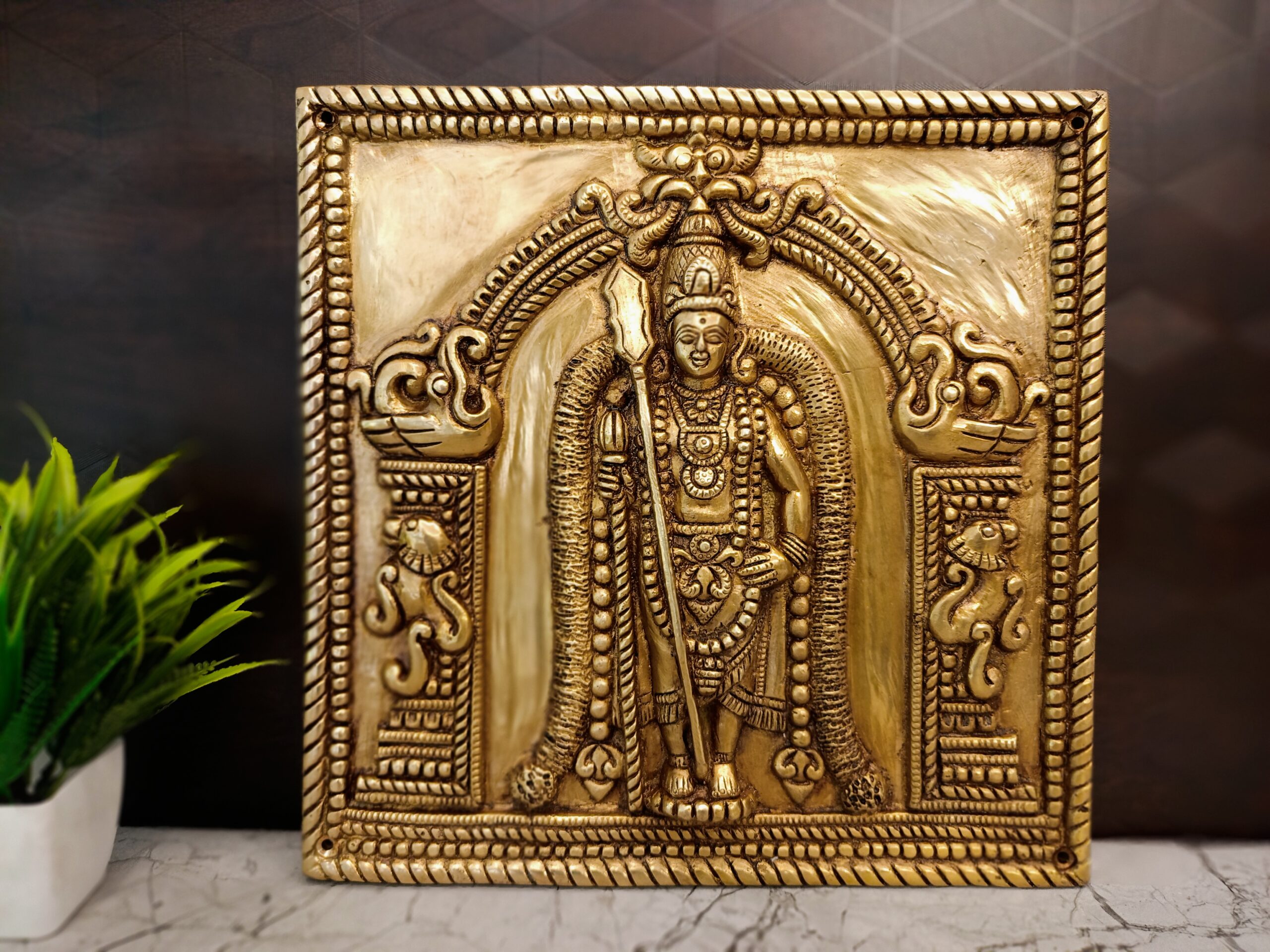 oplus_1040 Brass Swamimalai Murugan Idol 11.5" - Image 1