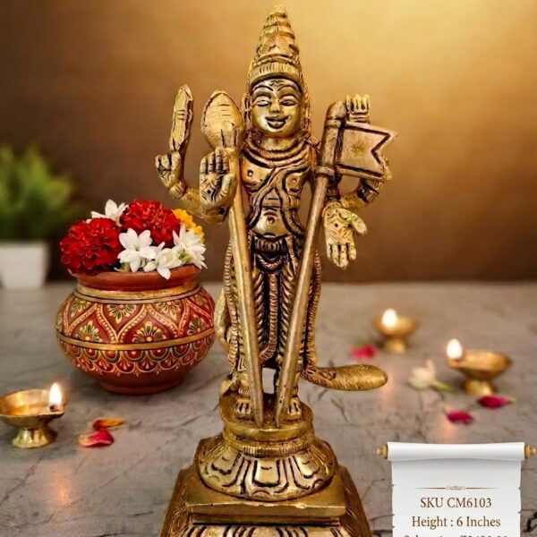 6 Inch Brass Murugan Idol