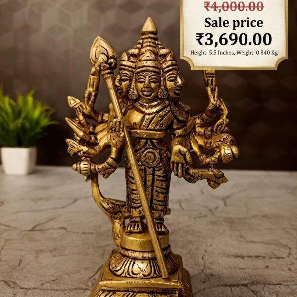 Brass Six Face Murugan Idol 5.5 Inch