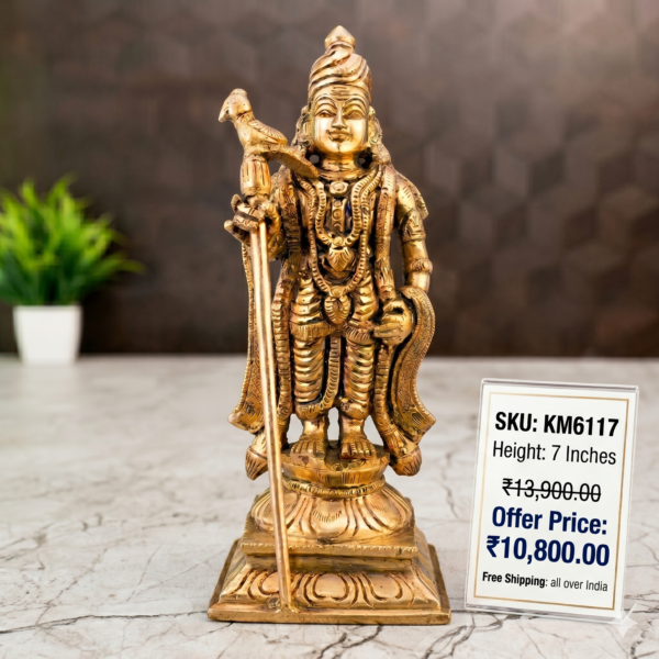premium brozone raja murugan idol 7 inch