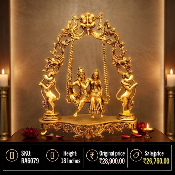 Brass Swing Radha Krishna Idol 18 Inch