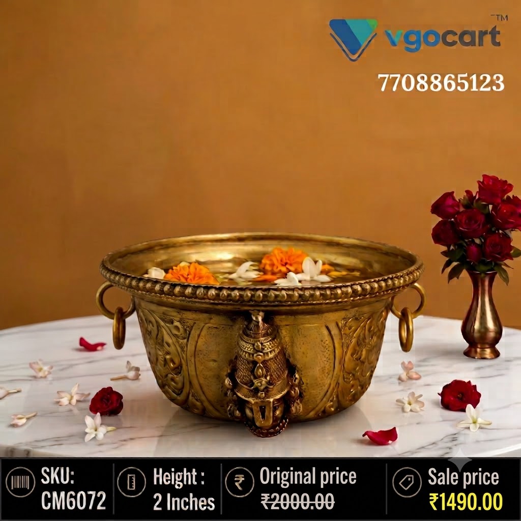 Brass Perumal Lakshmi Bowl 2 Inch, Brass Perumal Lakshmi Bowl 2 Inch