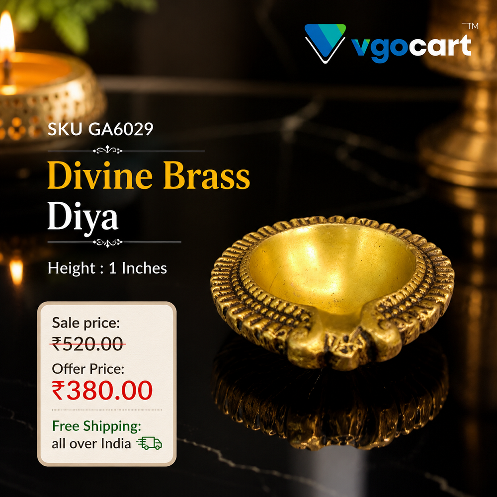 brass-agal-diya-pooja-gift-vgocart-coimbatore-india-GA6029-3 Brass Designer Agal Diya - 1'' - Image 1