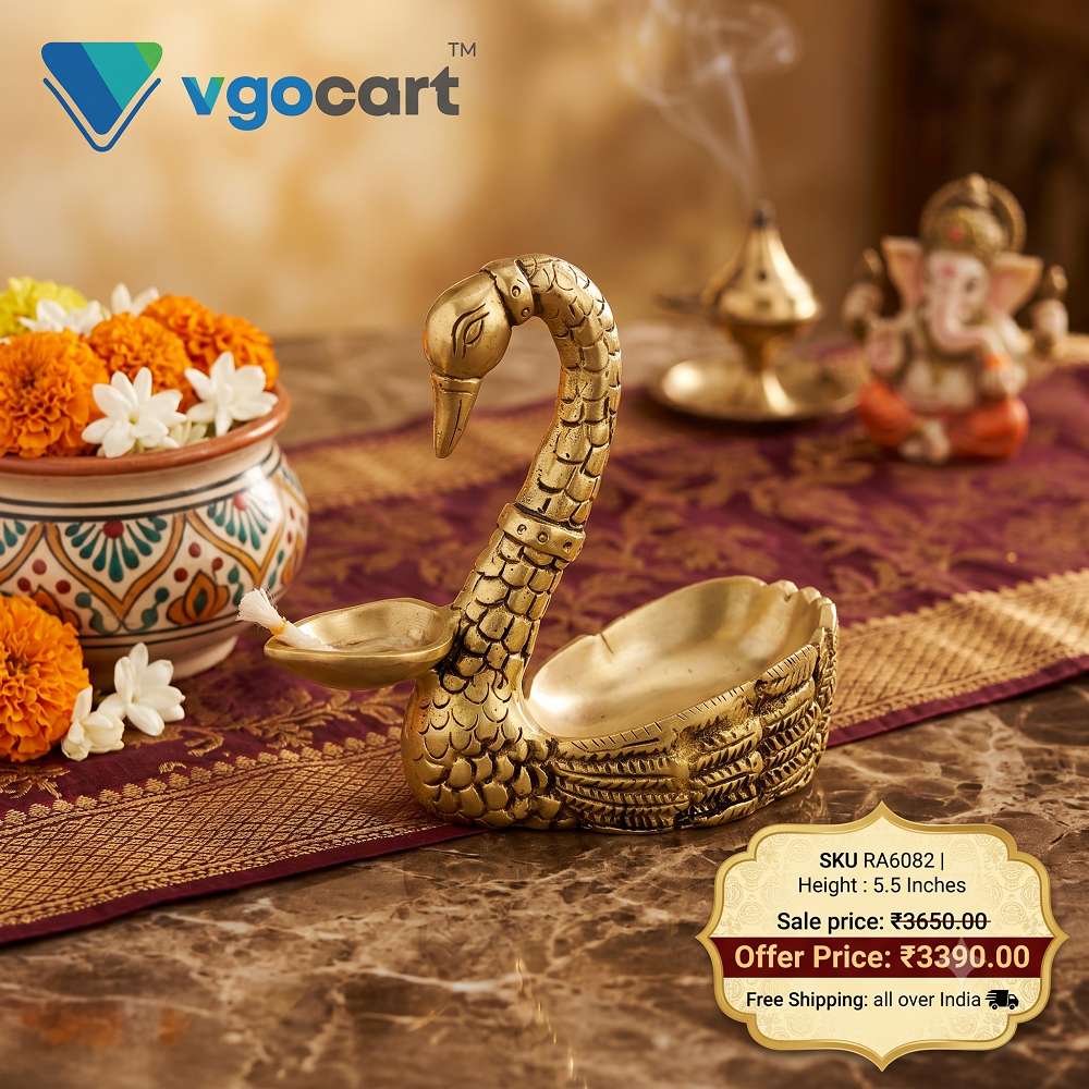 brass-annam-diya-pooja-gift-vgocart-coimbatore-india-RA6082-3 Brass Swan Diya - 5.5'' - Image 1