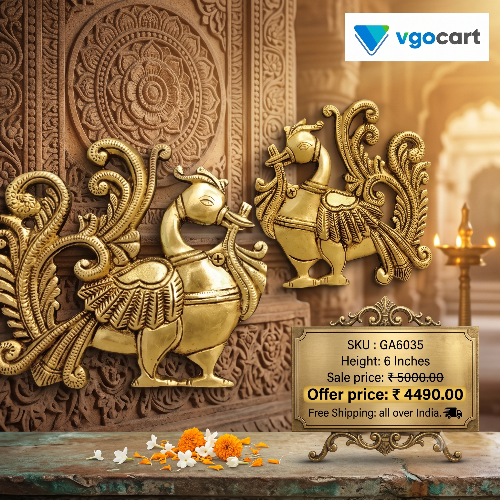 brass-annam-wall-mount-idols-pooja-gift-handicraft-antique-coimbatore-india-GA6035 Brass Annam Wall Mount Pair - 6" - Image 1