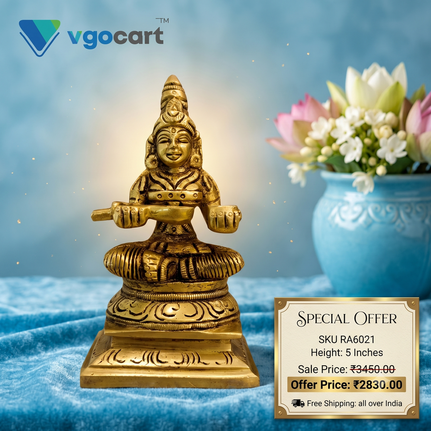 brass-annapoorani-idol-pooja-gift-vgocart-coimbatore-india-RA6021 Brass Annaporani Idol 5" - Image 1