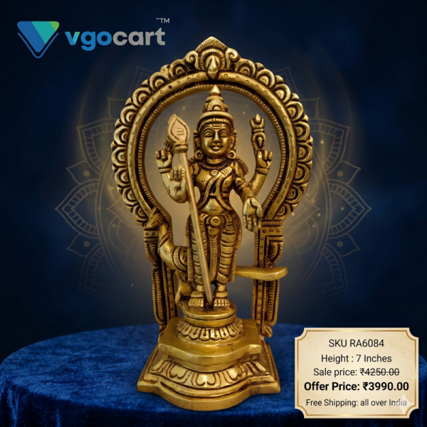 Brass Murugan Idol With Thiruvachi - 7''