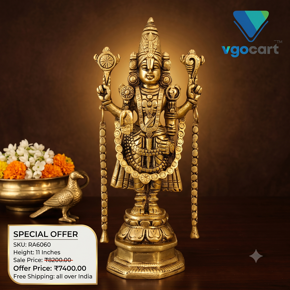 brass-balaji-idol-pooja-gift-vgocart--coimbatore-india-RA6060-7 Brass Chain Balaji Idol - 11' - Image 1