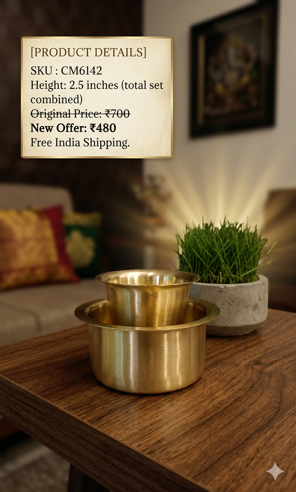 brass-cup-and-chaser-home-decor-vgocart-coimbatore-india-cm6142-3 Brass Dabara set 2.5'' - Image 1