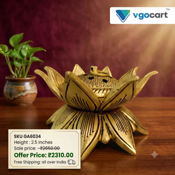 Brass Lotus Dhoop Holder 2.5"